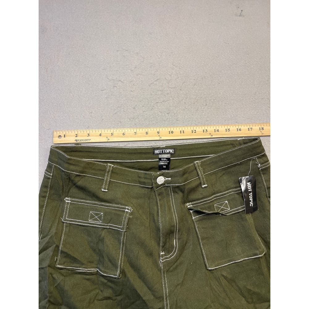Hot Topic Cargo Pants Cotton Spandex Olive Green W16 Womens - Picture 3 of 6